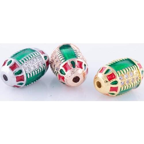 European Style Charm Beads Micro Pave Zircon Rhinestone Copper Enamel Spacer Beads For Bracelet Necklace Diy Jewelry Making