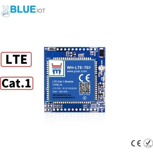 WH-LTE-7S1 is a DIP type LTE Cat 1 Module support LTE and GSM TCP UDP SMS Transmission CAT 4 7S5 Inline Package Design In Stock