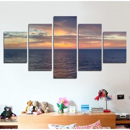 2020 Top Selling Golden Sunset Sea View Home Wall Painting Frameless Canvas Printing Customizable Decorative Poster