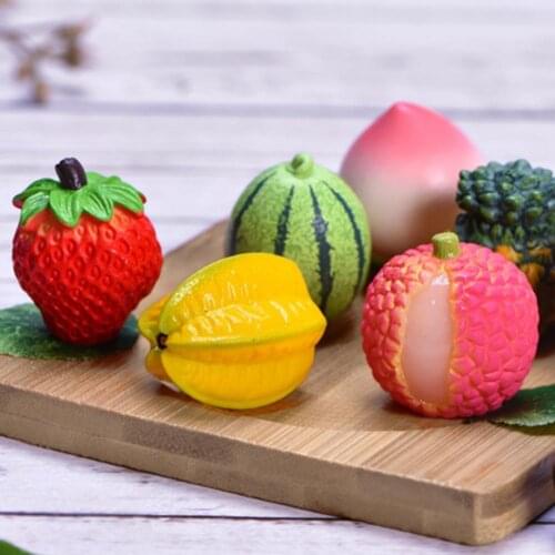 Artificial Fruit Fake Lychee Strawberry Eco-friendly Vivid Resin Miniature Fruit Photography Props for Dorm Home Decor Ornament