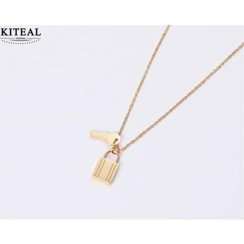 KITEAL 2020 new hit Gold Filled Female Friend necklaces pendants key and lock vintage necklace High Quality Jewelry