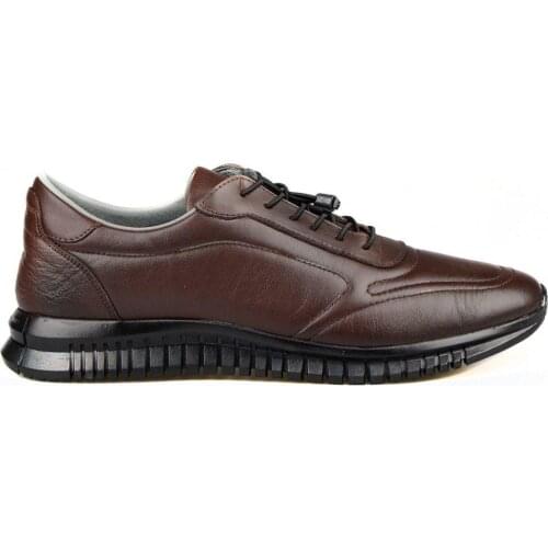 FootCourt- Brown Genuine Leather Smart Casual Mens Shoes Sneakers Breathable Comfortable Rubber Sole New Collection Retro Scarpe