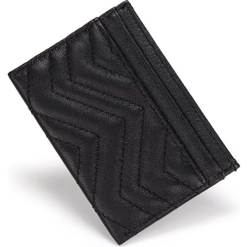 Fashionable Sheepskin Coin Purses Light Ultra Card Package Embroidered Thread Water Corrugated Holder Wallet Credit Novelty Bag