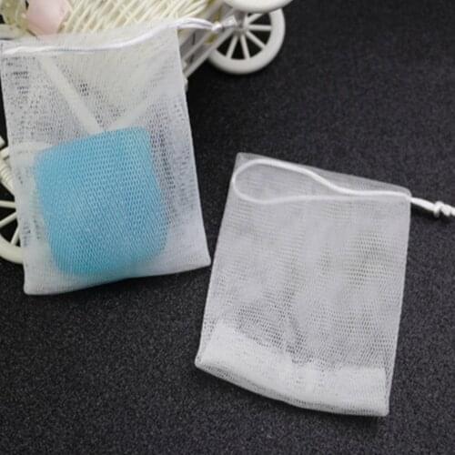 Handmade Soap Foaming Net Soap Cleansing Foaming Net Bag Facial Cleanser Foaming Bags 115x95mm White