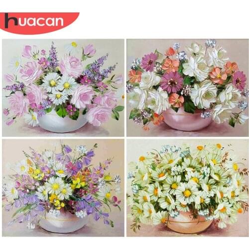 HUACAN DIY Picture By Numbers Peony Unique Gift Wall Art HandPainted Painting By Number Flower Decoration