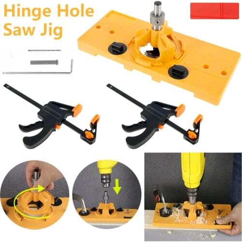 35MM Hinge Hole Jig Set Concealed Hinge Boring Jig Set Hole Opener Drill Guide Locator Woodworking Hinge Punching Positioner