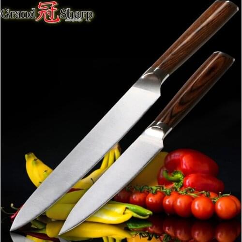 Grandsharp Cutlery 2 pcs knife set stainless steel kitchen knives German steel razor sharp blade carving utility chefs knives
