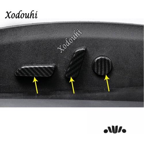 For Tesla Model 3 Model3 2018 2019 2020 Car Sticker Body Detector Seat Adjustment Knob Button Switch Trim Frame Accessories 6pcs