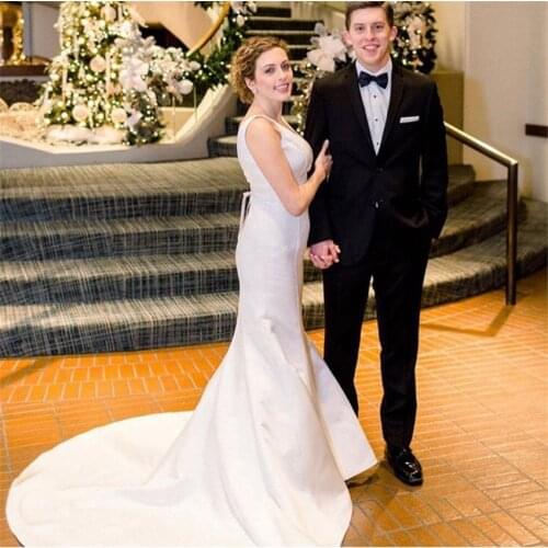 NUOXIFANG Simple Sexy Backless Mermaid Wedding Dresses With Court Train 2020 Custom Made Bridal Gowns Backless vestidos de noiva