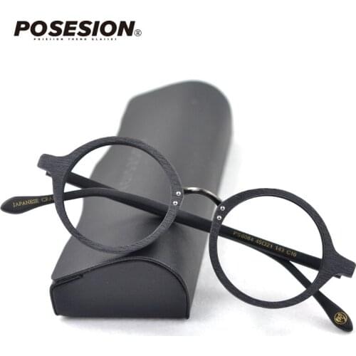 Posesion Optical Glasses Frames Men Women Round Wood Clear Lens Eyeglasses Frames Prescription Diopters Glasses Spectacles Frame