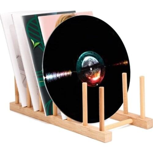 Vinyl record storage rack Wooden Bamboo Holder Display Stand Dish Plate Drying Rack disc disk steady base pedestal foothold