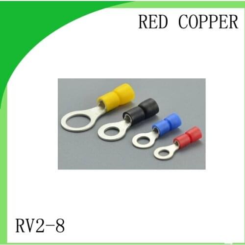Manufacture red copper 1000 PCS RV2-8 Cold Pressed Terminal Connector Suitable for 16AWG - 14AWG Cable lug