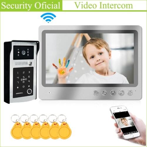 Fingerprint Unlock IC card Villa Video Intercom System IOS Android Video Doorbells APP WIFI Door Bell with Remote Unlock Control