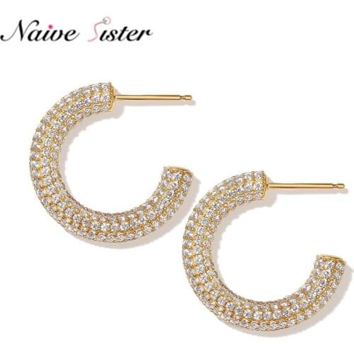 Luxury Sparkling Real GoldPlated Chunky Open Hoop Earrings for Women Girls Hypoallergenic Studs Jewelry New Fashion