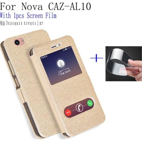 2pcs Luxury Smart View window Flip PU Leather Case For Huawei Nova case CAZ-AL10 Phone Cover shell For Huawei Nova back case