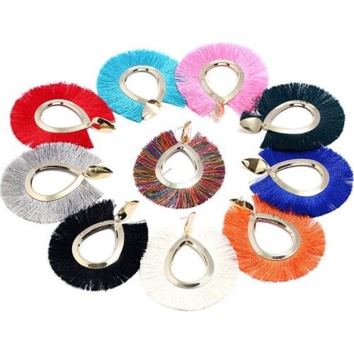 Fan Leaf Tassel Retro Waterdrop Golden Metal Alloy Green Red Orange White Grey Dangle Earrings & Drop Earrings for Women