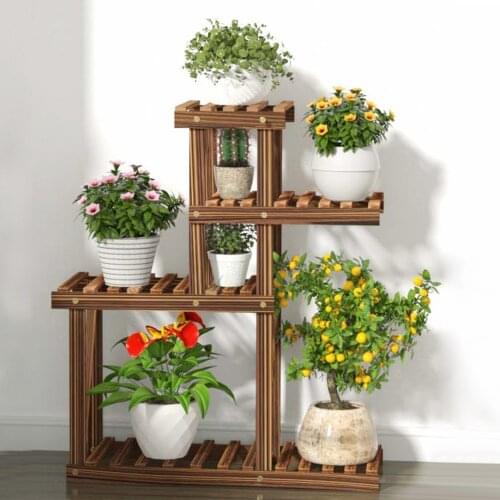 Pine Wood Plant Display Stand Indoor Potted Holder 4 Tier Manual DIY Flower Pot Shelves Garden Balcony Flower Stand Decor Shelf