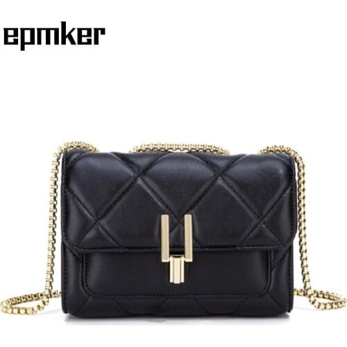 EPMKER Chains Crossbody Bags for Women Purses and Handbags Luxury Designer Satchels Lock Shoulder Bags Cute Side Bag Clutch Bag
