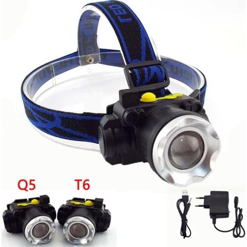 LED Headlight High Power XPE Q5 T6 Headlamp Built-in Rechargeable Battery Camping Fishing Frontal Head Flashlight Torch Light
