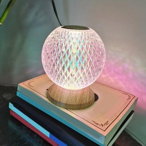 Led Night Light Press Switch Crystal Acrylic Ball USB Charging Table Lamp Bedroom Atmosphere Lamp Bedside Reading Lamp