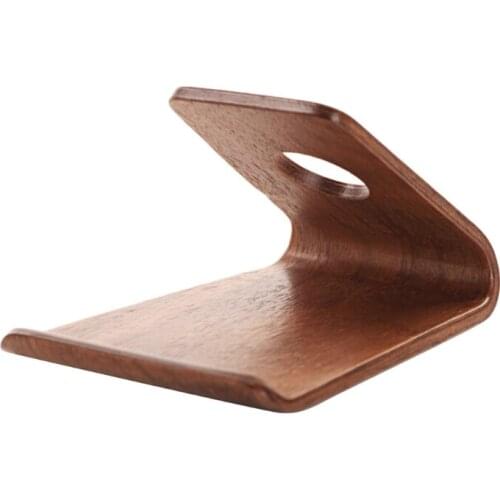 H7JF Universal Real Wood Mobile Phone and Portable Cute Tablet Holder for Desk Nightstand White Maple + Black Walnut