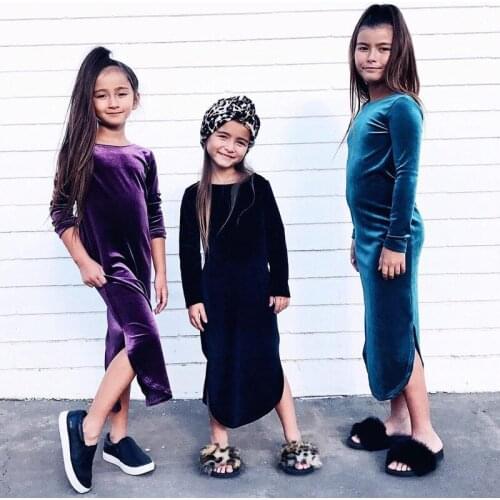 2019 Fashion Girls Velvet Party Dresses Teens Baby Girl Birthday Wedding Princess Dress Childrens Clothing Toddler Kids Clothes