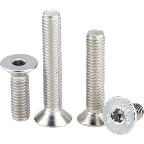 5PCS M6x10-60 14 18 20 25 50 304 Stainless Steel Hexagon Hex Socket Countersunk Screw Flat Head Screw Allen Bolts DIN7991 M6*10