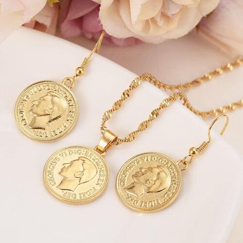 14 k Solid gold GF Australia commemorative Elizabeth coins-replica medal collectibles Kangaroo sets women earrings pendant