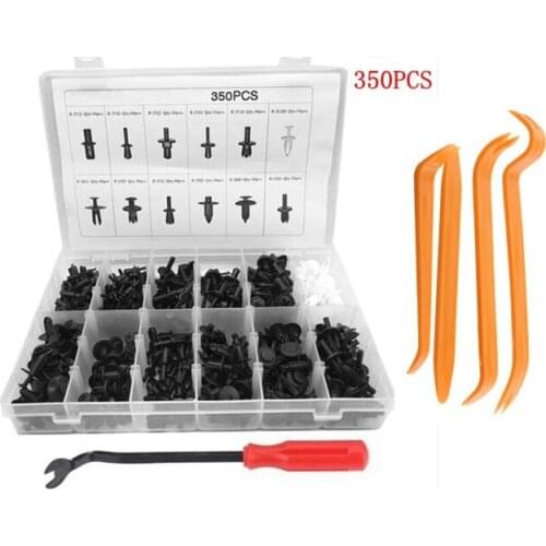 350Pcs Mixed Auto Car Fastener Car Bumper Retainer Clips Plastic Push Rivet Door Clip Panel Replacement Kit with 5 Removal Tool