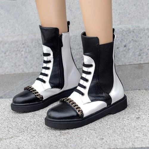 Women Ankle Мартин сапоги 2020 Autumn Female Casual Shoes Woman Flat Fashion Platform Round Toe Buckle Strap Solid Comfortable 9