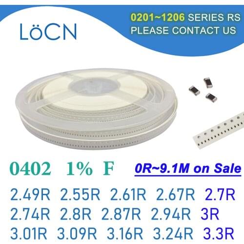 0402 1% 10000PCS SMD Resistor F 2.49R 2.55R 2.61R 2.67R 2.7R 2.74R 2.8R 2.87R 2.94R 3R 3.01R 3.09R 3.16R 3.24R 3.3R 1005 OHM