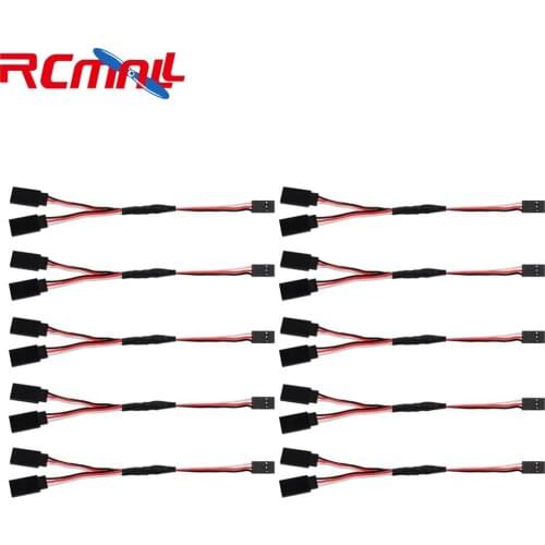 10PCS 15cm Servo 1 to 2 Y Harness Leads Splitter Cable, Male to Female Servo Extensions Lead Wire for RC Airplane, for JR/Futaba