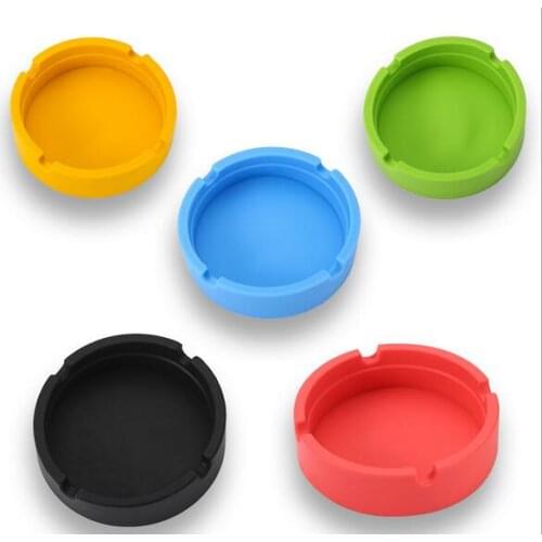 100pcs Silicone Ashtrays Noctilucent Soft Eco-Friendly Pocket Round Shatterproof Cigar Astray Rubber Silicone Ashtray