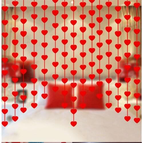 2.7M Happy Family Love Heart Curtain Non-woven Garland Flags Banner Wedding Decoration Birthday Party Supplies Red Bunting 8Z