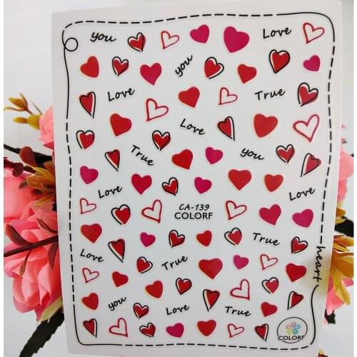 Sweet Love Heart 3D Nail Stickers Art Self-adhesive Nail Decoraciones Foil Decals Manicure Design Accessories on Nails