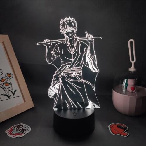 Anime Gintama Figure Sakata Gintoki Siro Yasha Led Lava Lamp RGB Night Lights Creative Cool Gifts For Friends Manga Table Decor