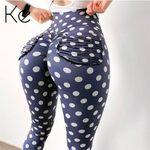 KE high-waist wave-dot fitness pants womens hip-lifting running sports training tight-fitting peach yoga pants outer wear