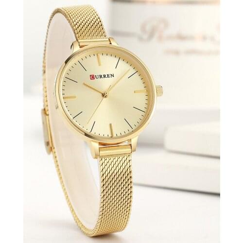 CURREN Watch Women Fashion Rose Gold Quartz Watches Female Steel Mesh Analog Clock Relogio Feminino