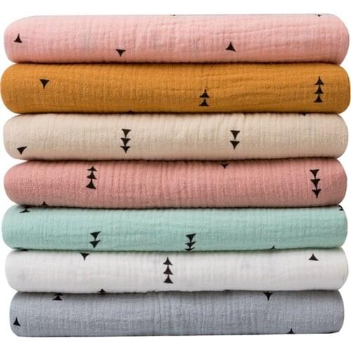 50*135cm Triangle Printing Fabric Drape Cotton Double Gauze Crepe Baby Clothes Fabric Ladies Skirt Sleepwear Bibs Fabrics