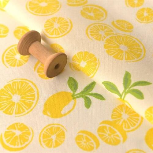 High quality elastic cotton fabric Yellow lemon print material Shirt dress clothing patchwork