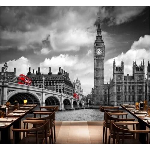 Xuesu Customized personality wallpaper nostalgic retro creative city mural background 8D wall covering