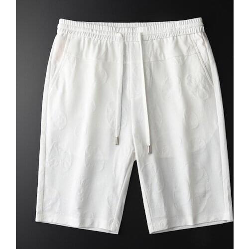 Classic White Men Shorts Plus Size 4xl Luxury Yarn Dyed Dark Stripe Summer Short Trousers Men Fashion Thin Slim Men Short Pants