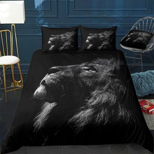 Animals Lion Quilt Cover Pillowcase 3Piece Comforter Bedding Set With Pillow Case Single Double Duvet Cover Home Decora