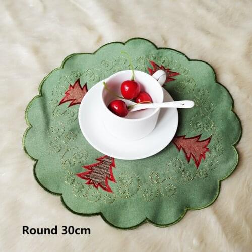 Round green home woven embroidered tablecloth, Christmas special decorative mat, coaster, Western placemat
