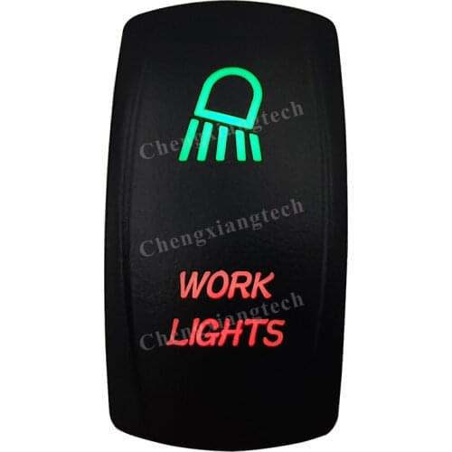 Laser - WORK LIGHTS -Car Boat Green & Red Led On Off Rocker Switch Waterproof, Overload Protection, SPST, Truck Marine Caravan