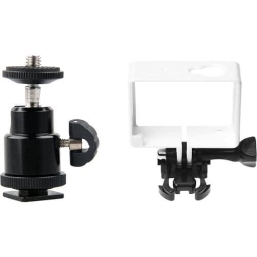 Aluminium Alloy Mini Ball Head 1/4 inchMount with Flash Shoe for DSLR SLR & Protective Housing for Xiaomi Yi Xiaoyi