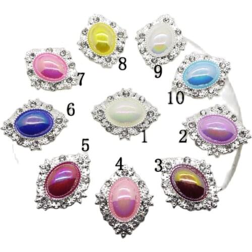 Fashion Hot 10Pcs/lot 25*32mm oval Pearl Alloy jewelry Accessories Flat Back Rhinestone AB pearls Base Settings Wholesale
