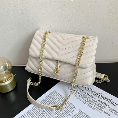 Fashion casual PU Leather Chain Crossbody Bags for Women 2021 New Handbag Luxury Designer Chain Flap Shoulder Bag Totes