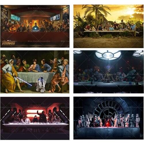 Marvel Star Wars Avengers Last Supper Art Abstract Poster Modern Home Living Room Wall Picture Canvas Painting Decoration