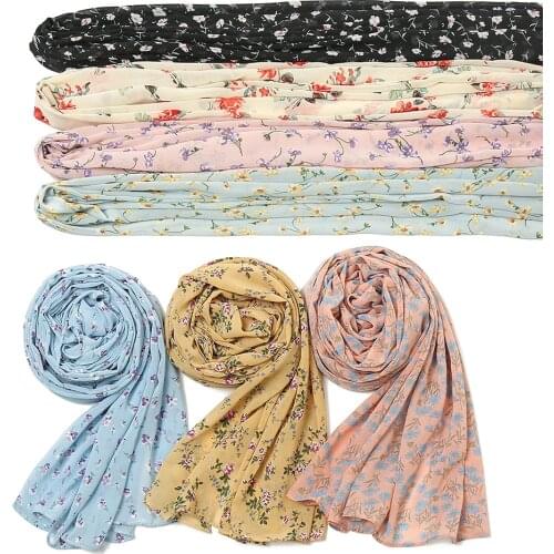 Newest 37 Colors Floral Printed Chiffon Hijabs Shawls Scarves Muslim Fashion Headscarf Turbans Large Size Head Wraps 1PC Retail